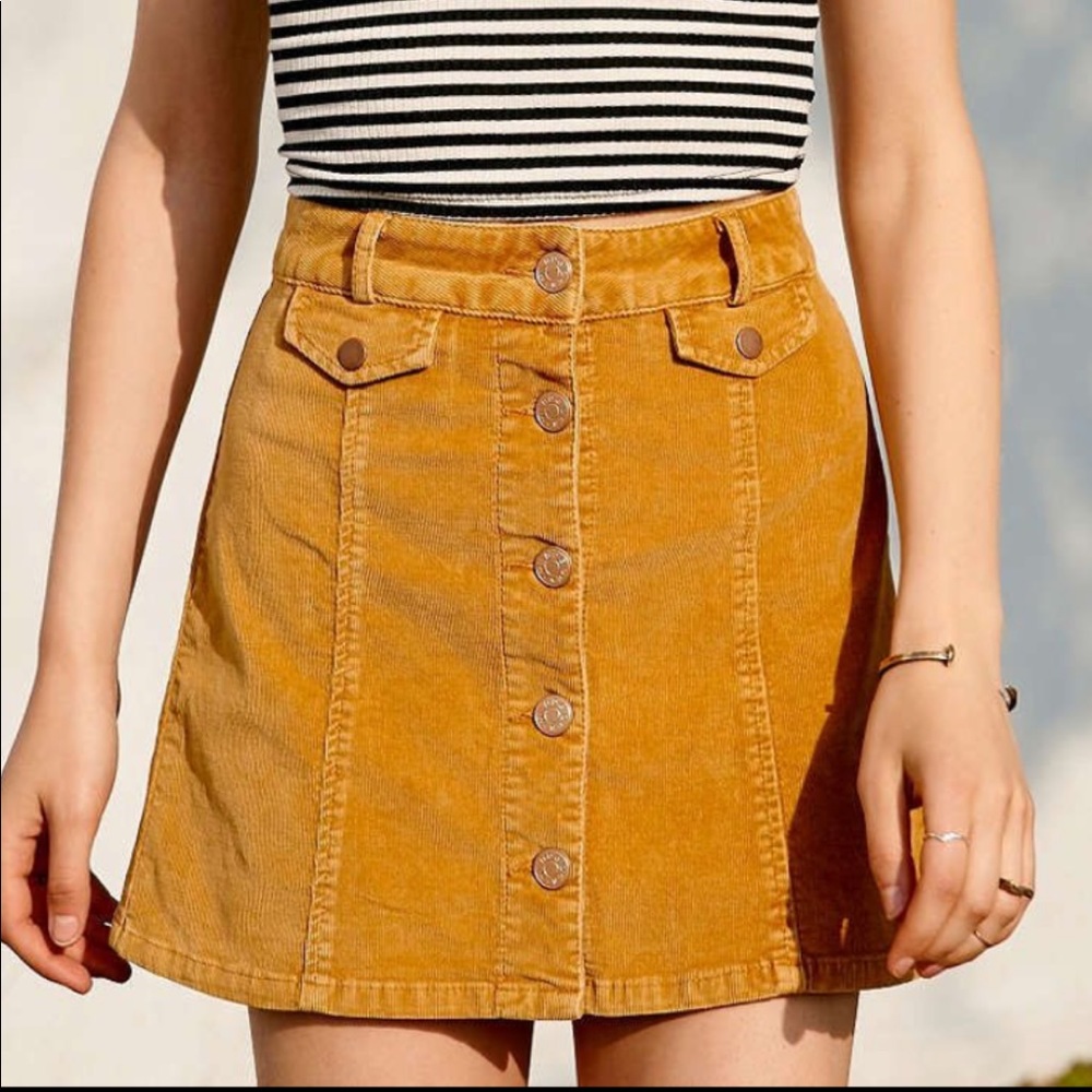Urban outfitters mustard yellow button front skirt